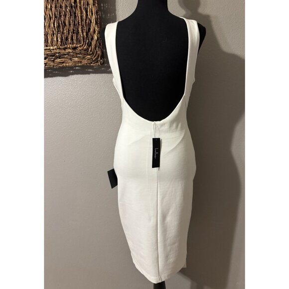 Lulus Sheath Dress M White Backless Stretch Sleeveless LWD NEW - Picture 8 of 12